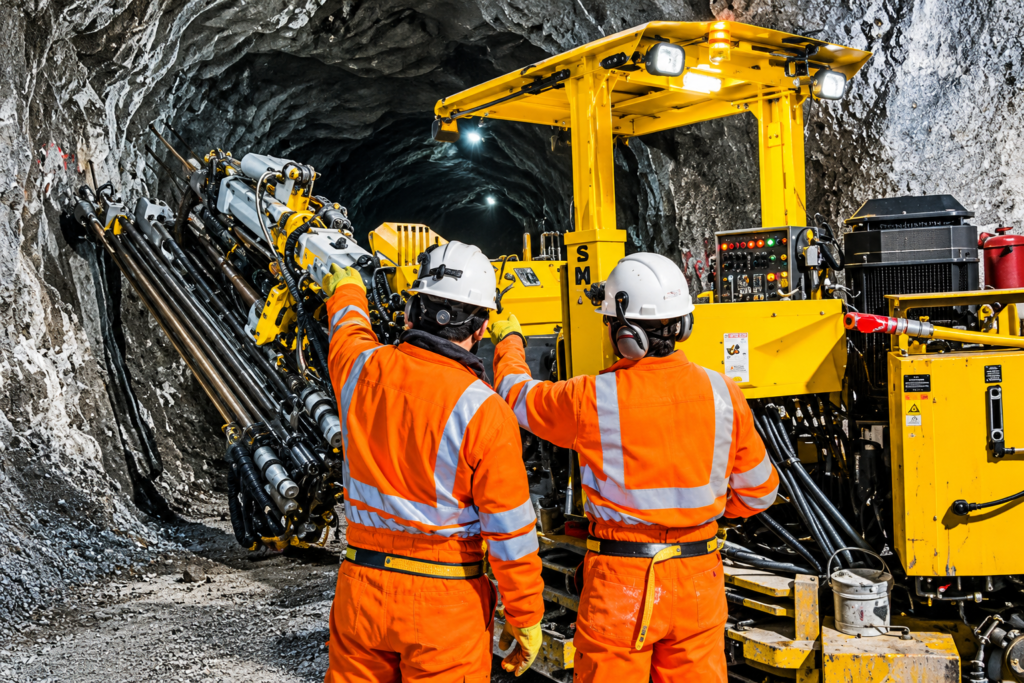 Underground Drilling Crew in Action